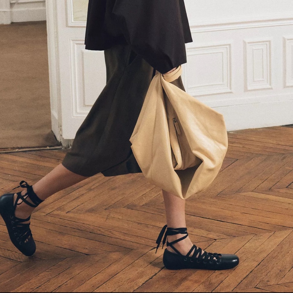 Zara Lace-up Leather Flats